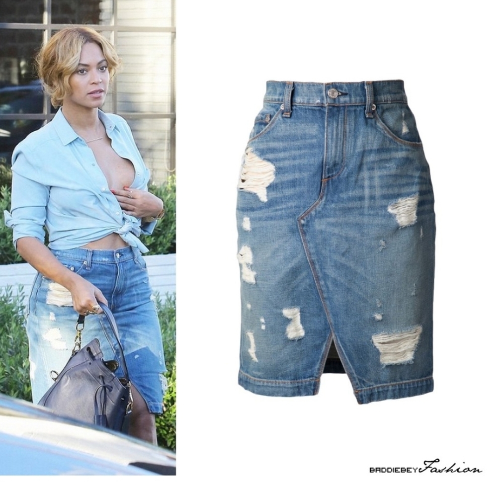 Rag & Bone | Denim Distressed Jean Skirt | size 28